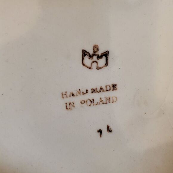 Polish Pottery Mosquito Heart Shape Plate Blue White - Picture 3 of 5